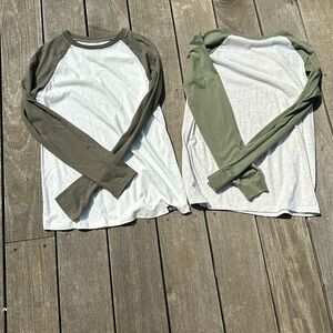 2 long sleeve baseball style shirts